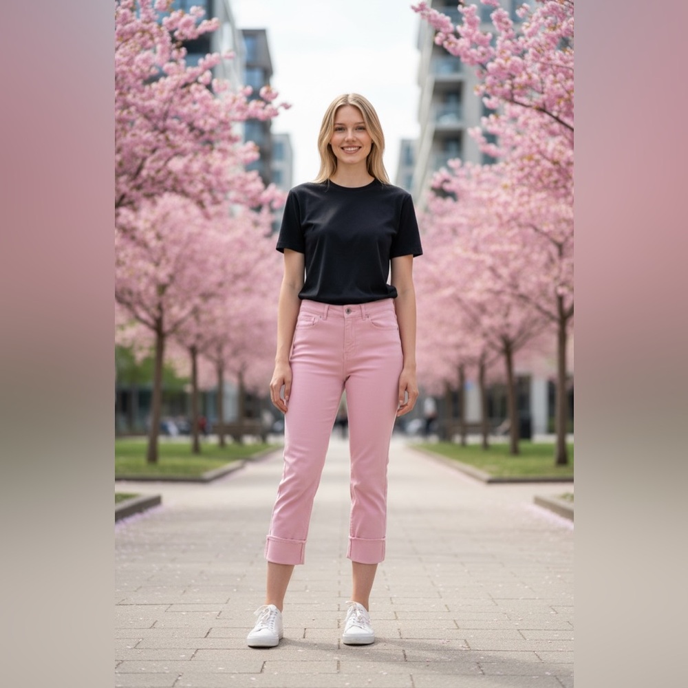 J. Jill Light Pink Authentic Fit Cropped Ankle Jeans - Size 6